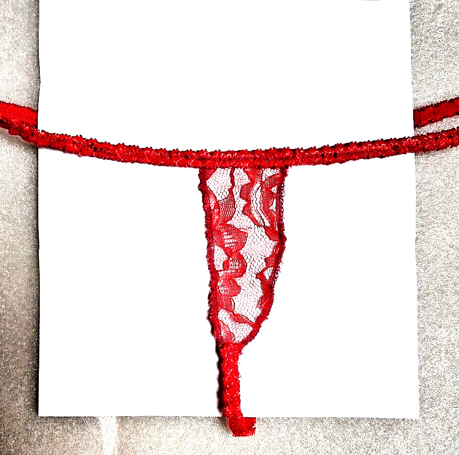 Crochet Sexy Exotic Lingerie G String Thong Color Red Medium