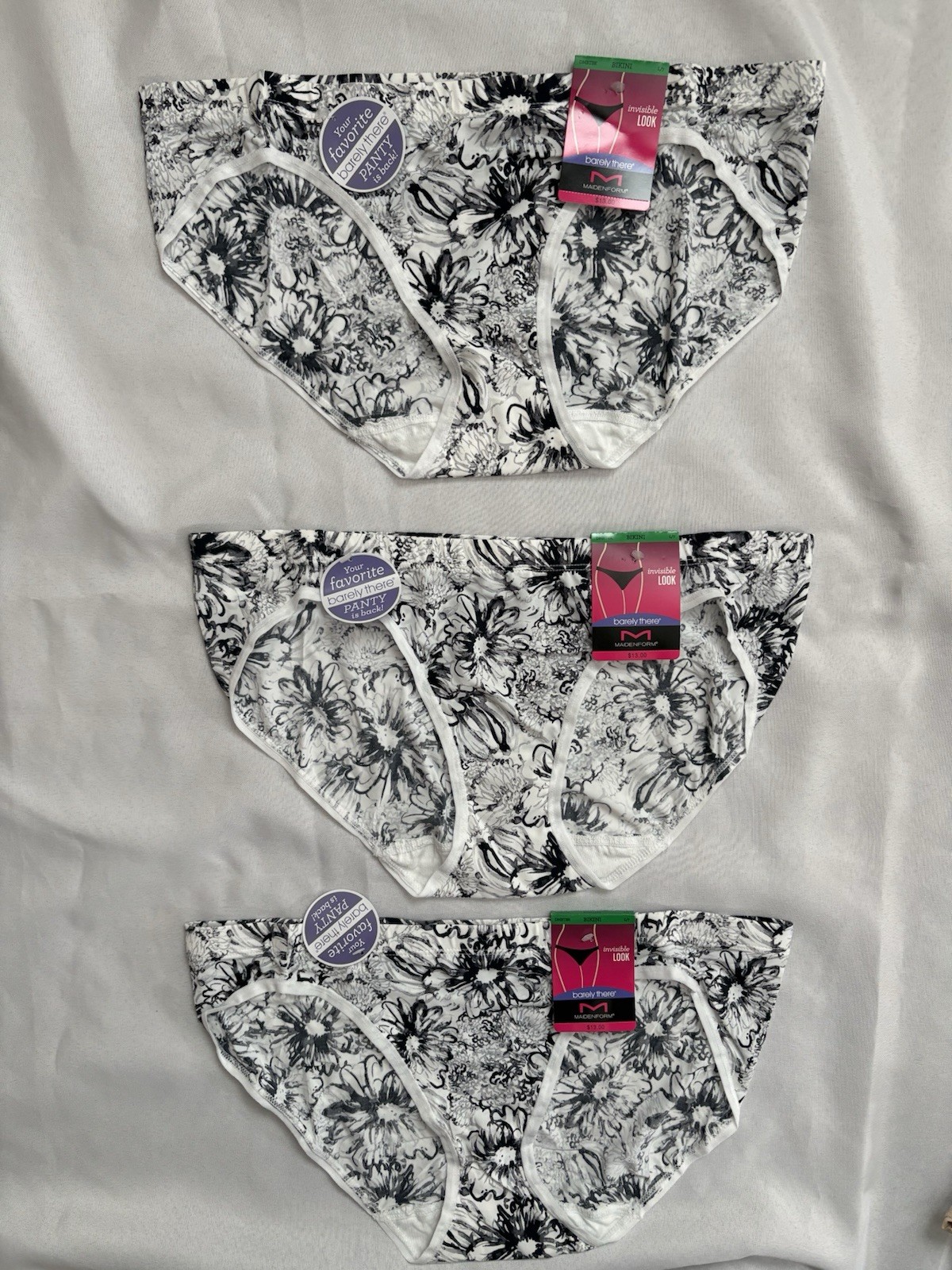 NEW Maidenform Bikini Barely There Invisible Look Panties 3 Pair DMBTBK Large 7