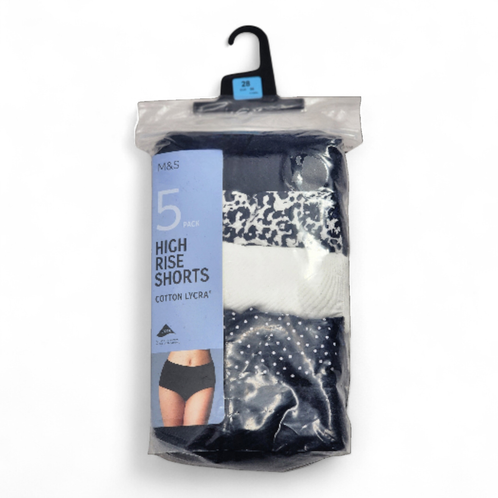 M&S 5pk Cotton Lycra Printed High Rise Shorts