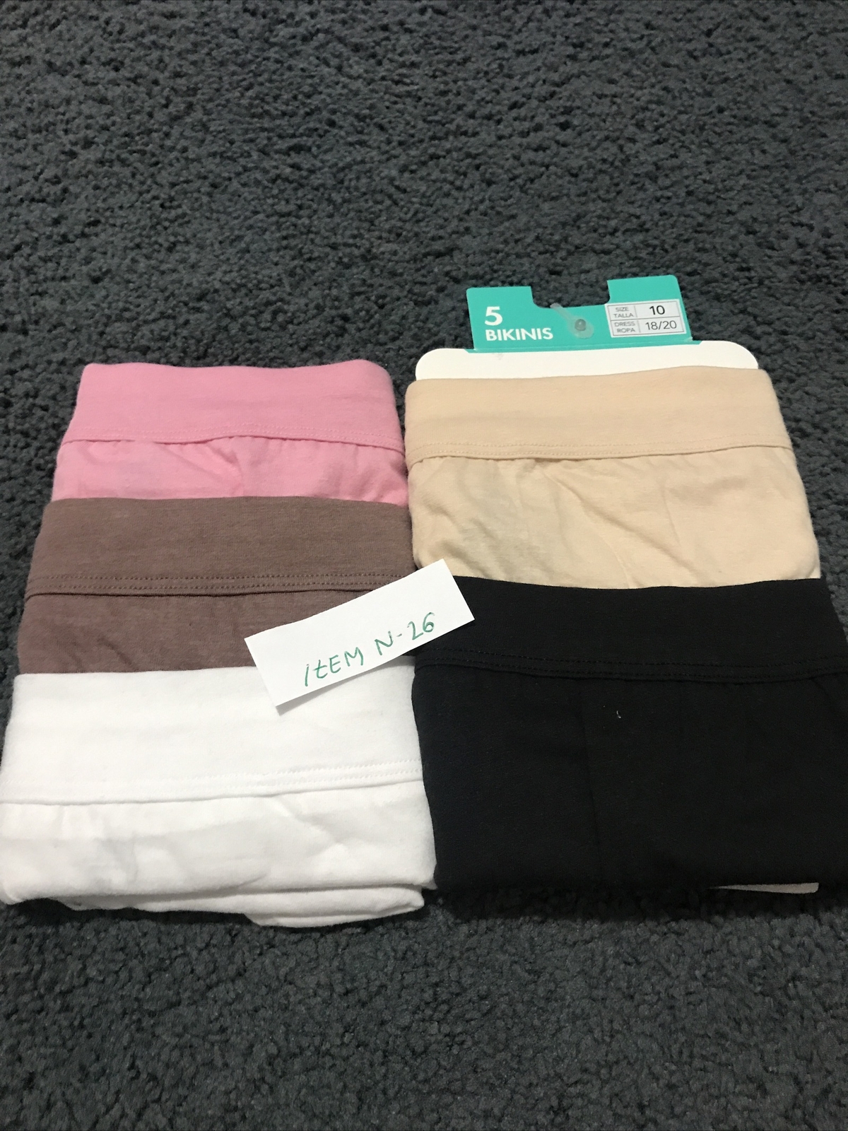 Just My Size 5 Pack Pack Comfortblend Ultra Soft Bikinis Size 10 Multicolors.new