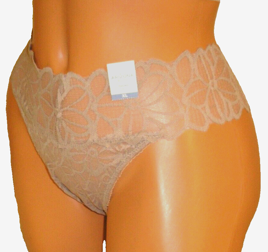 Panties Lingerie Arizona Body Floral Lace Beige Thong XL Adult Gift