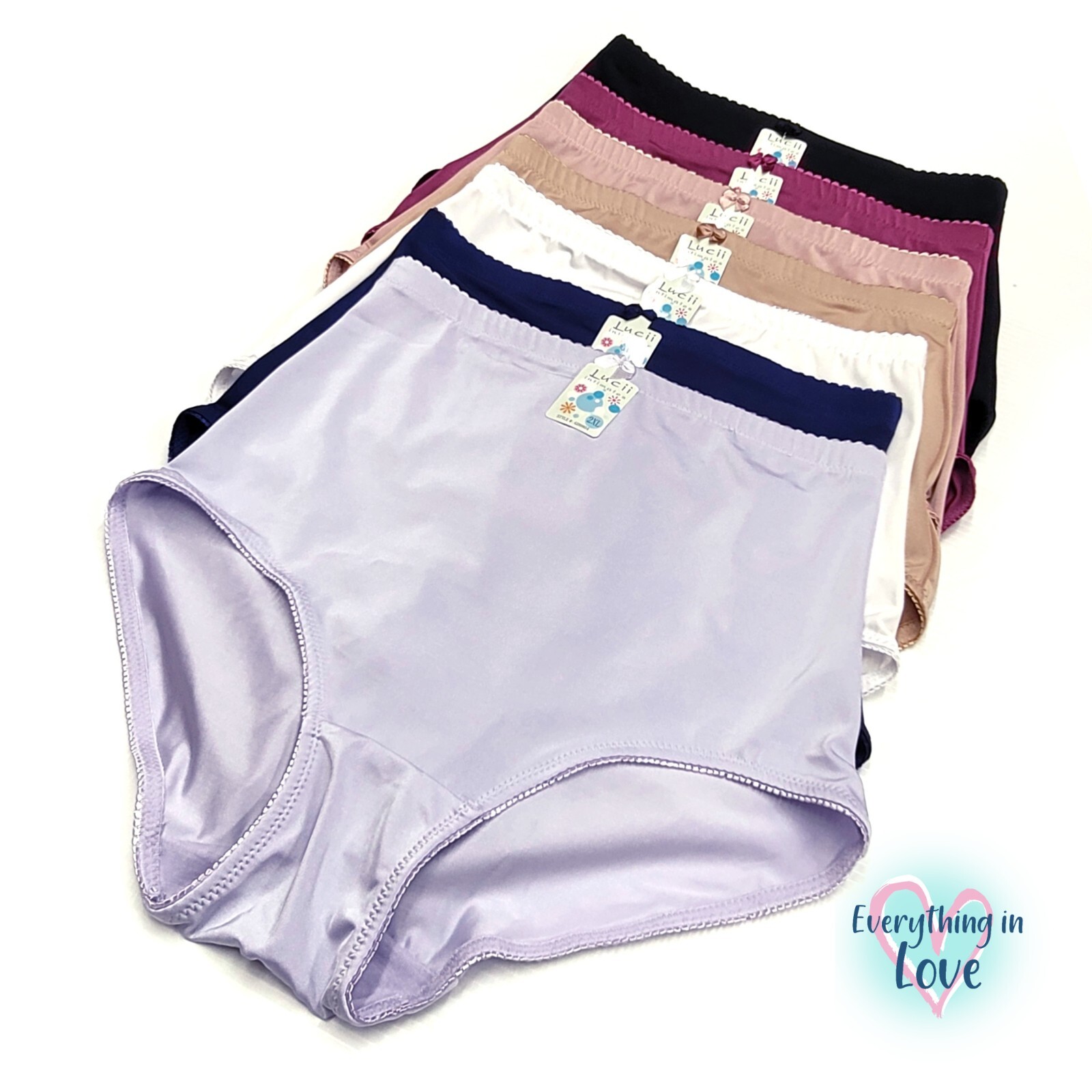 Lucii High Waist Light Tummy Control Full Coverage Satin Brief Girdle Panties