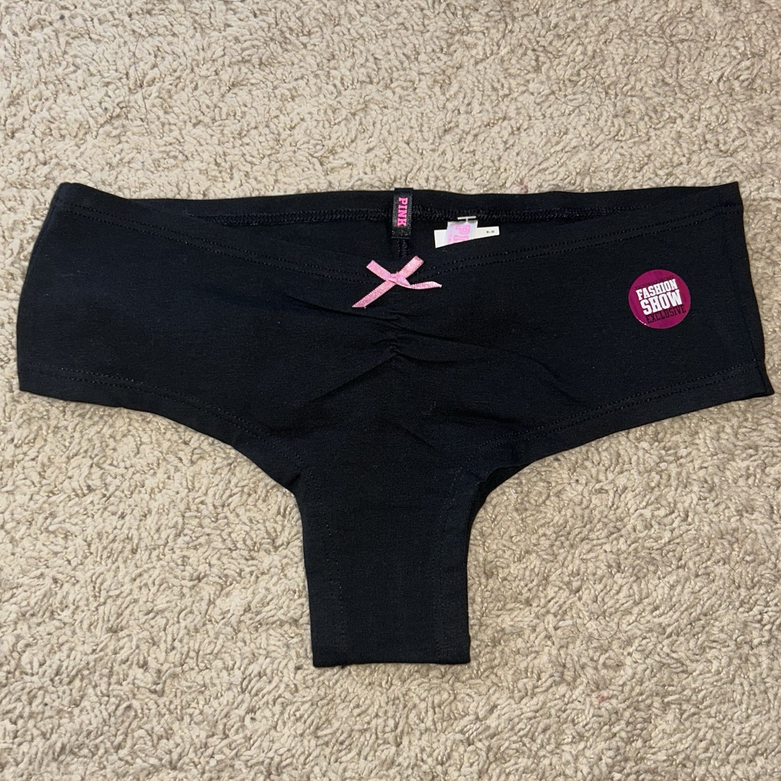 Victoria Secret Extra Low Rise Hipster S Fashion Show Exclusive NWT Black
