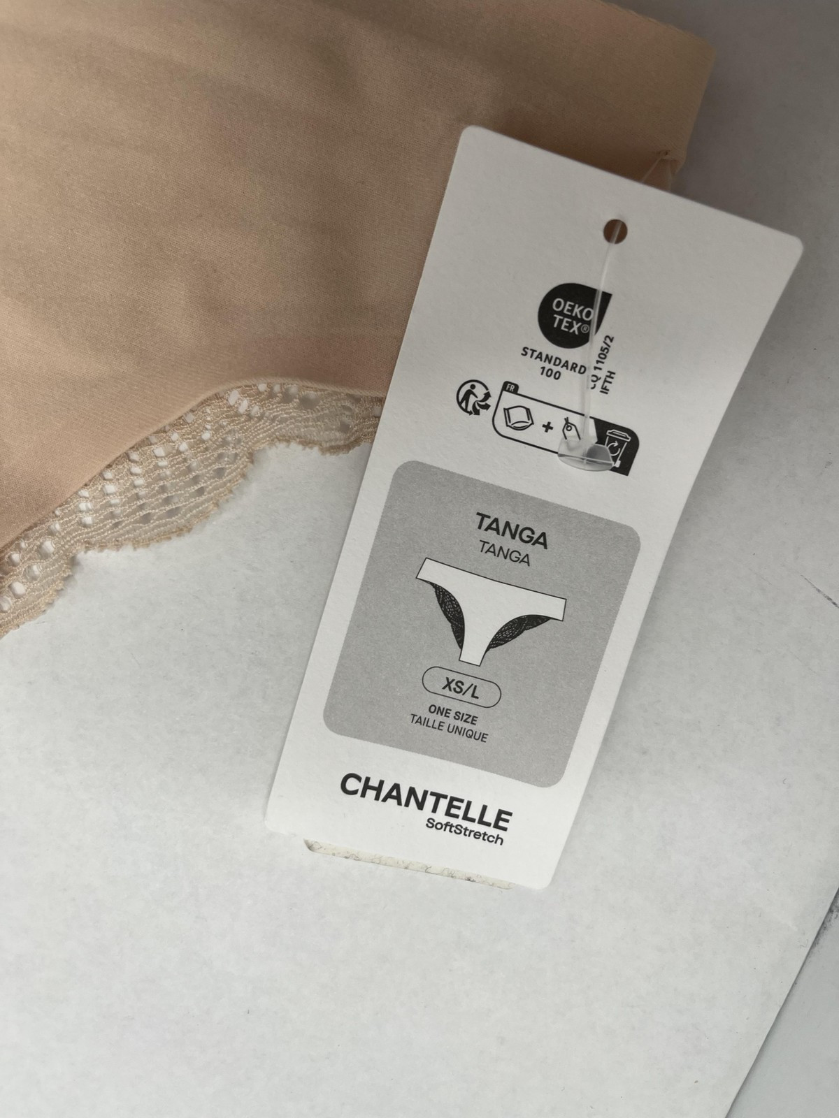 Chantelle LOT/2 Panties Womens One Size Beige SoftStretch Tanga Thong Lace