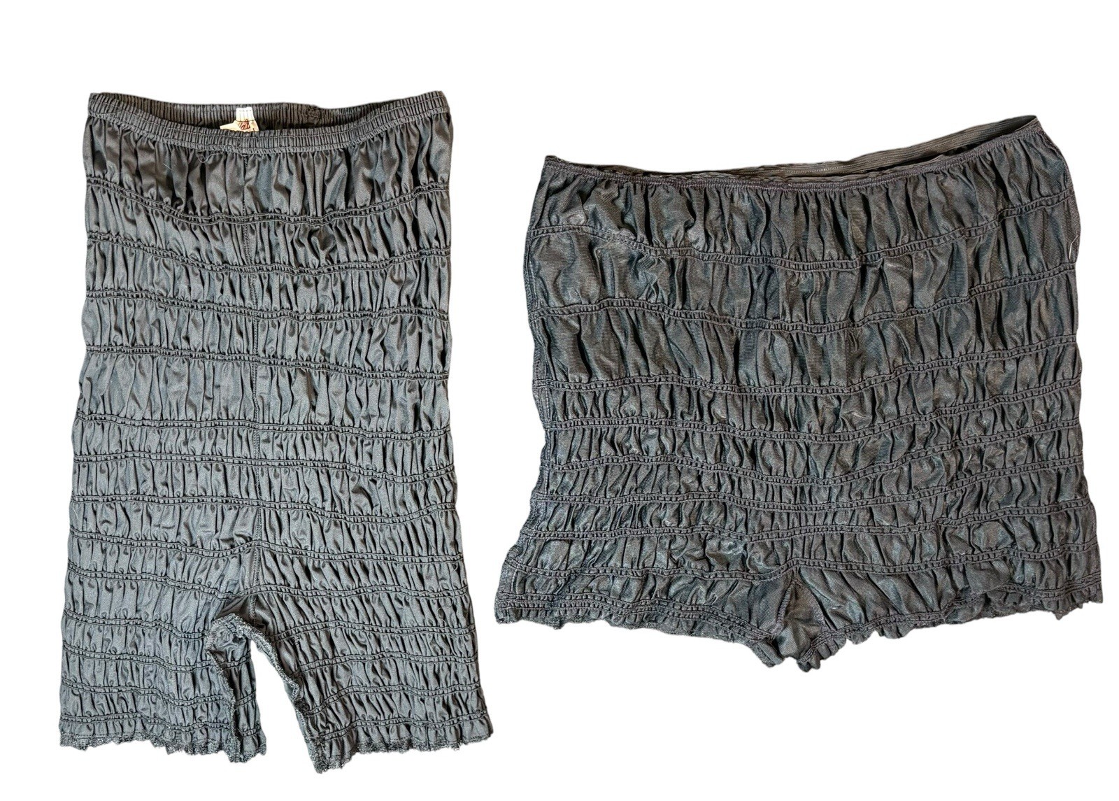 Vintage Malco Modes Black Ruched Bloomers Pettipants Lace USA Medium Stretch