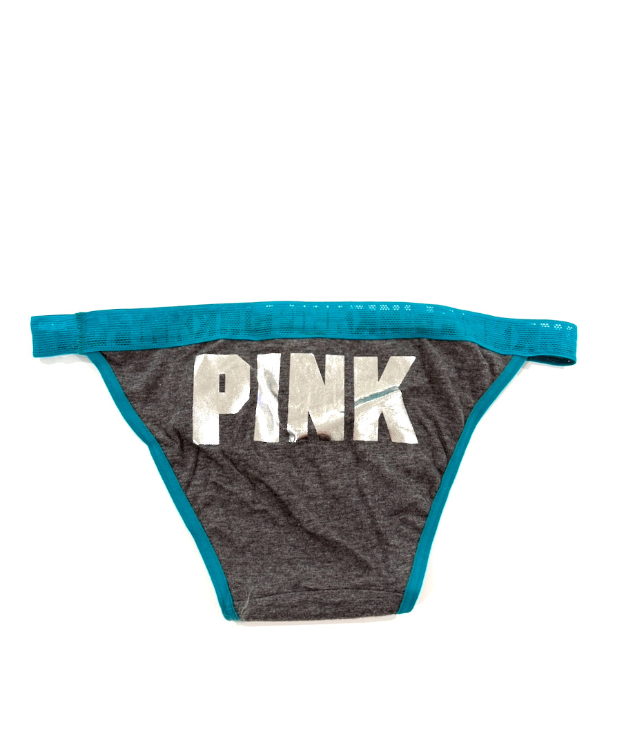 Victoria’s Secret PINK Mesh Logo Waist Bikini Panty Heather Anthracite