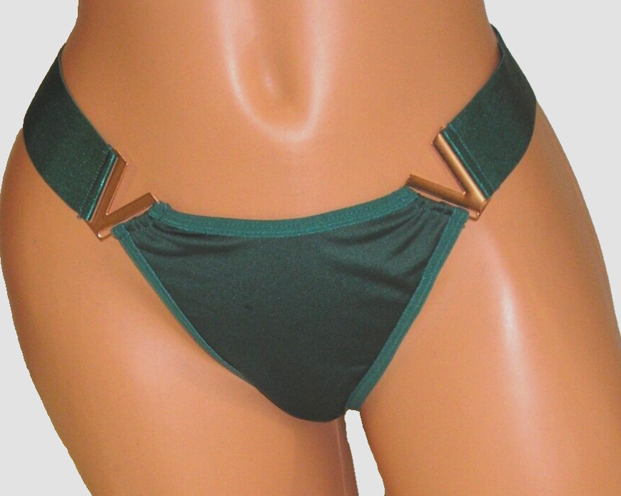 Panties Lingerie Metal V Accents Green Thong Large Adult Gift