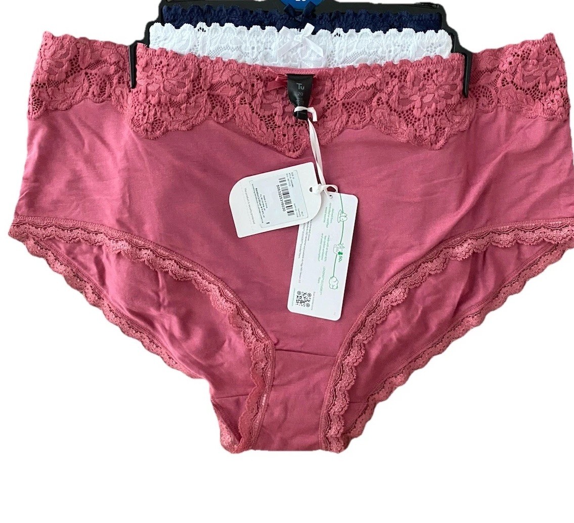 Ladies3 Pack Multi Short lace details Knickers, Elegant Lace Panties Size 14