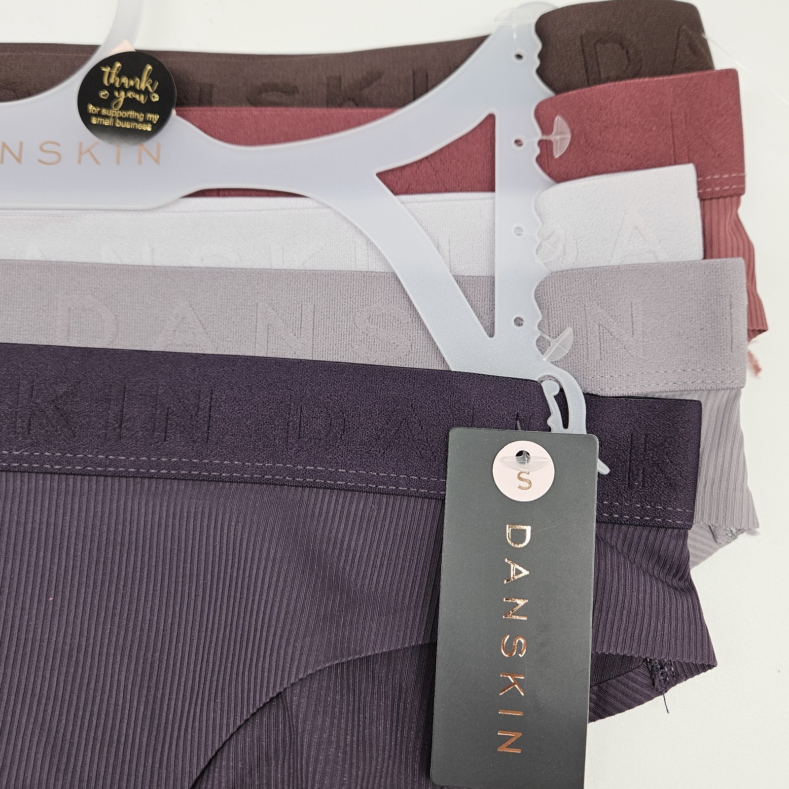 DANSKIN 5 Pack Womens S M L No Show Lasercut Panties Brown Red Brick Gray Purple