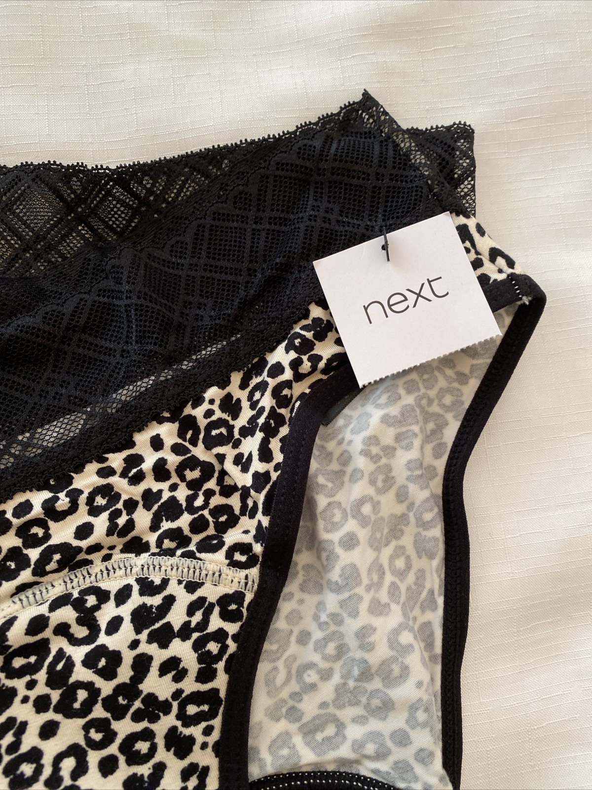 NEXT Period Pants Medium Flow – New Black / Animal Print Bikini Knickers Size 14