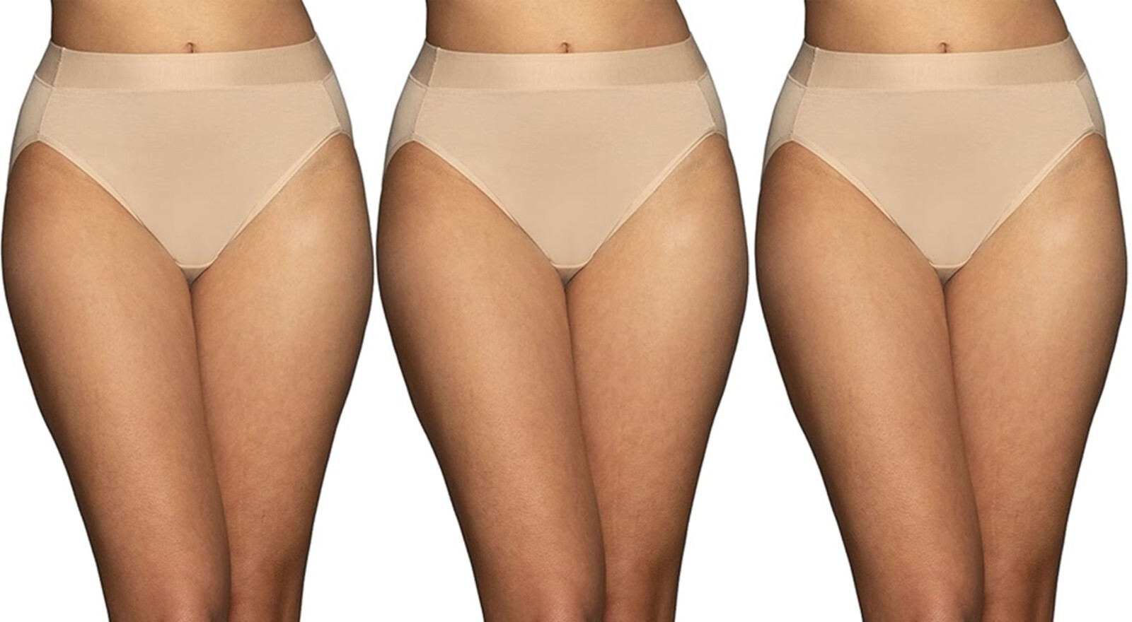 3 Pc Vanity Fair Beyond Comfort Hi-Cut Brief Modal 13250 Wht Blk Neutral 6 7 8 9