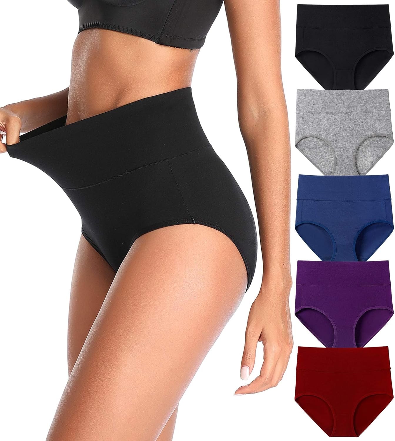 Women’s High Waist Cotton Underwear Stretch Briefs Soft Comfy Ladies Panties