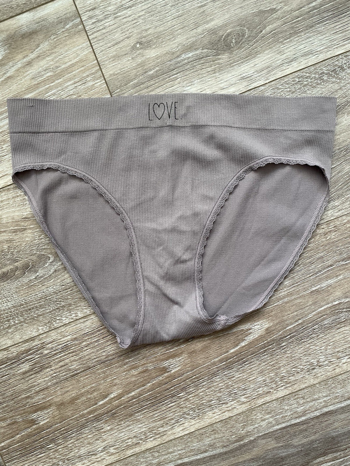 RAE DUNN Bikini Breif Underpants XXL Nylon Ribbed Hugs Kisses Love Hugs Set 4
