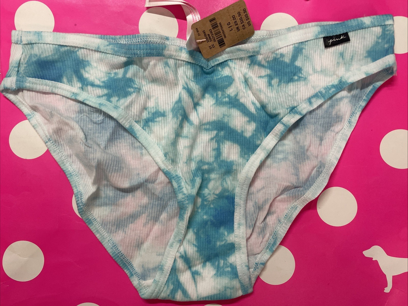 NEW 2021 Victorias Secret PINK V Front Bikini Panties Ribbed Panty L Logo Tab