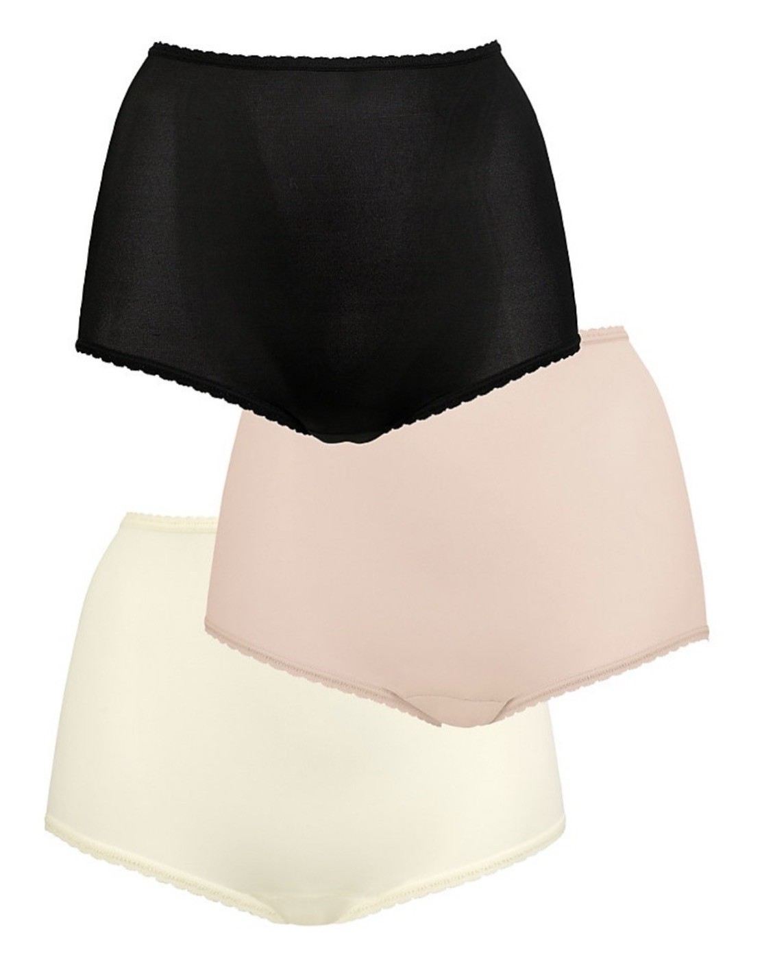 Bali Women’s 3-Pk. Skimp Skamp Brief Underwear, Black, Rose, Moonlight Medium