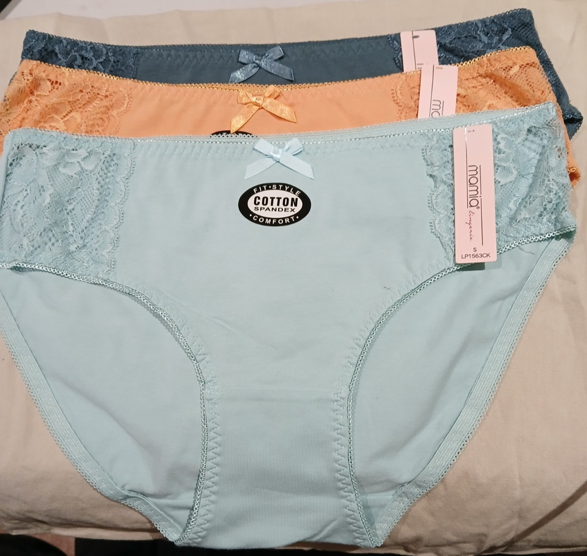 3 NWT WOMEN’S HIPSTER COTTON STRETCH BIKINI LOW CUT PANTY BLUE,ORANGE,GREEN SM