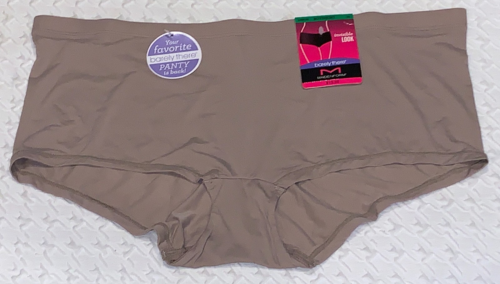 MAIDENFORM Barely There Iced Mocha Invisible Boyshort Panty Womens Sz M 6 L 7