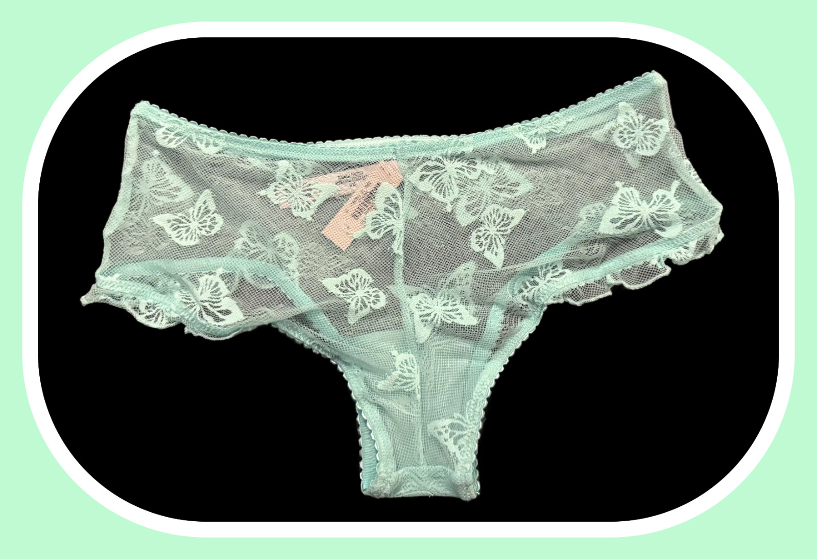 L Green Butterfly Futter Ruffle Edge Mesh VSexy Cheeky Victorias Secret Pantie