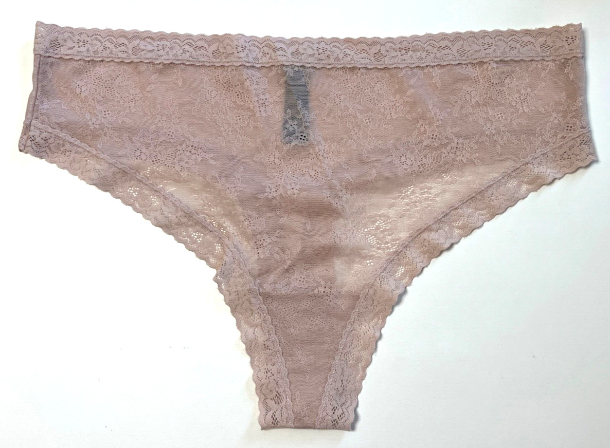 Natori XL 1-Pack Escape Lace Thong Panty 771266 NWOT Rose Beige