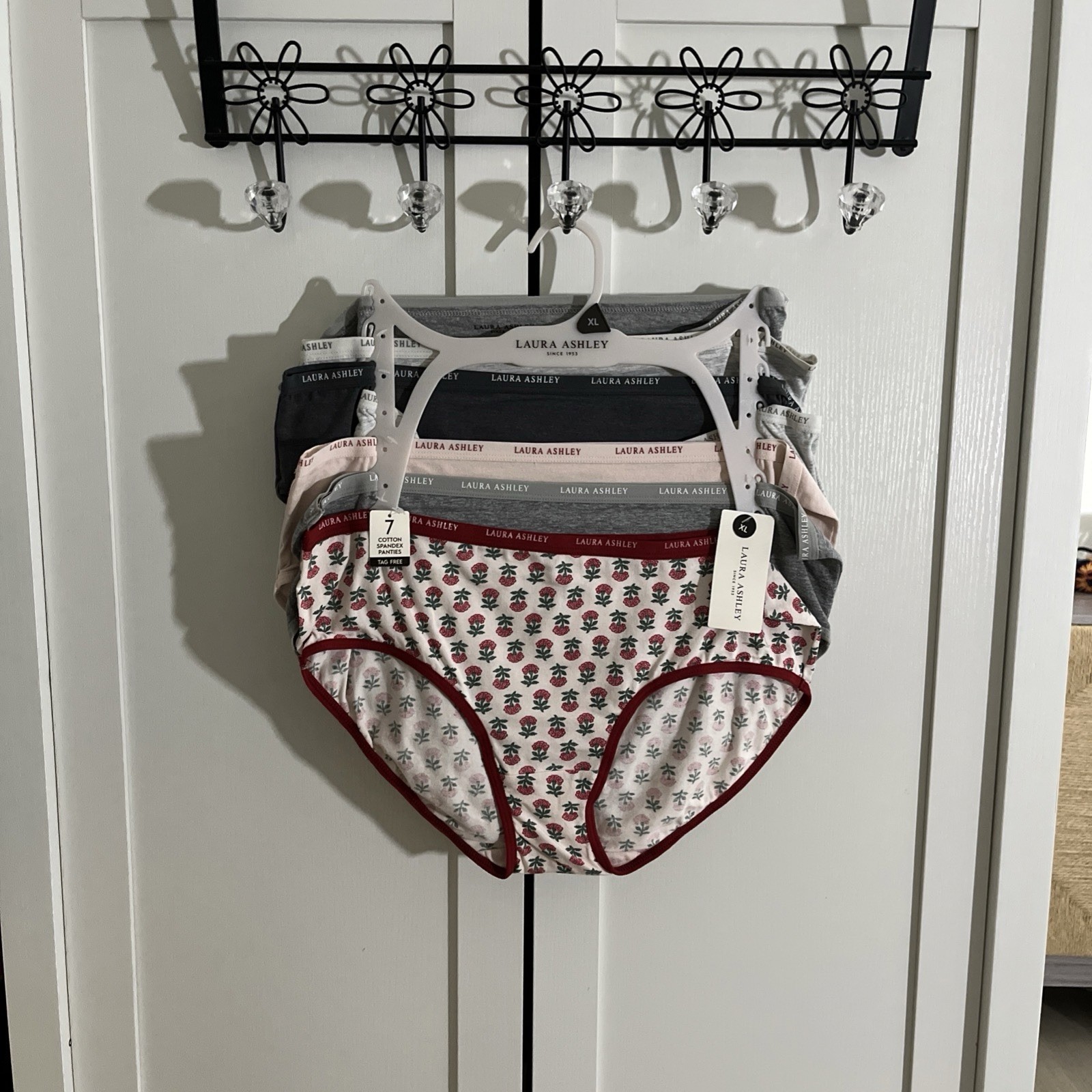 Laura Ashley 🛍️ Brief Underwear Panties 7-Pair XL Cotton Blend Floral/Plain NEW