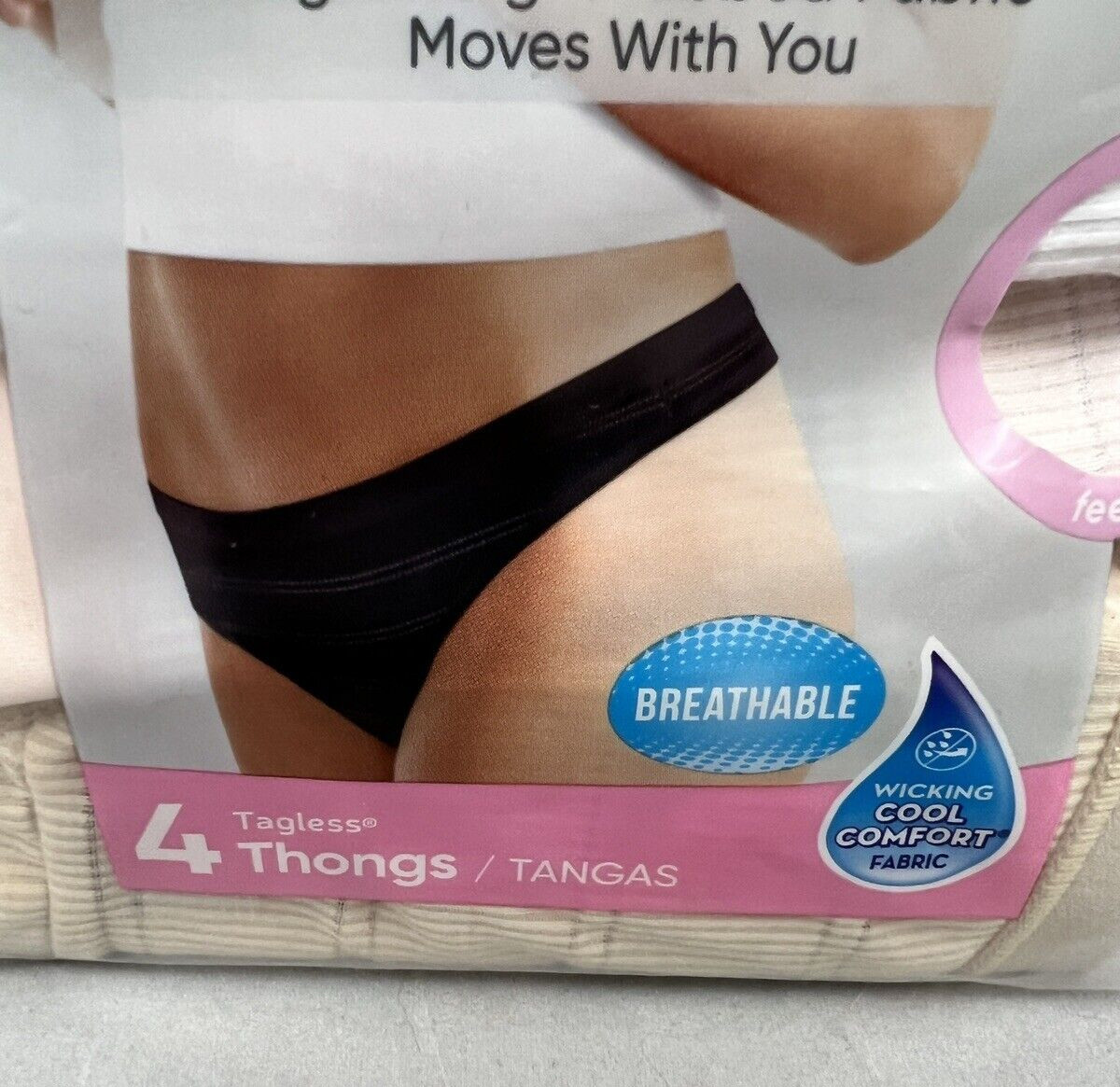 4 Pairs HANES Ultimate Flex Fit Ribbed Thongs Tangas Panties Underwear Women 7 L
