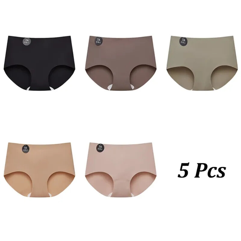 5-Piece Seamless Mulberry Silk Panties for Women – Ultra-Thin High Elastic Brie