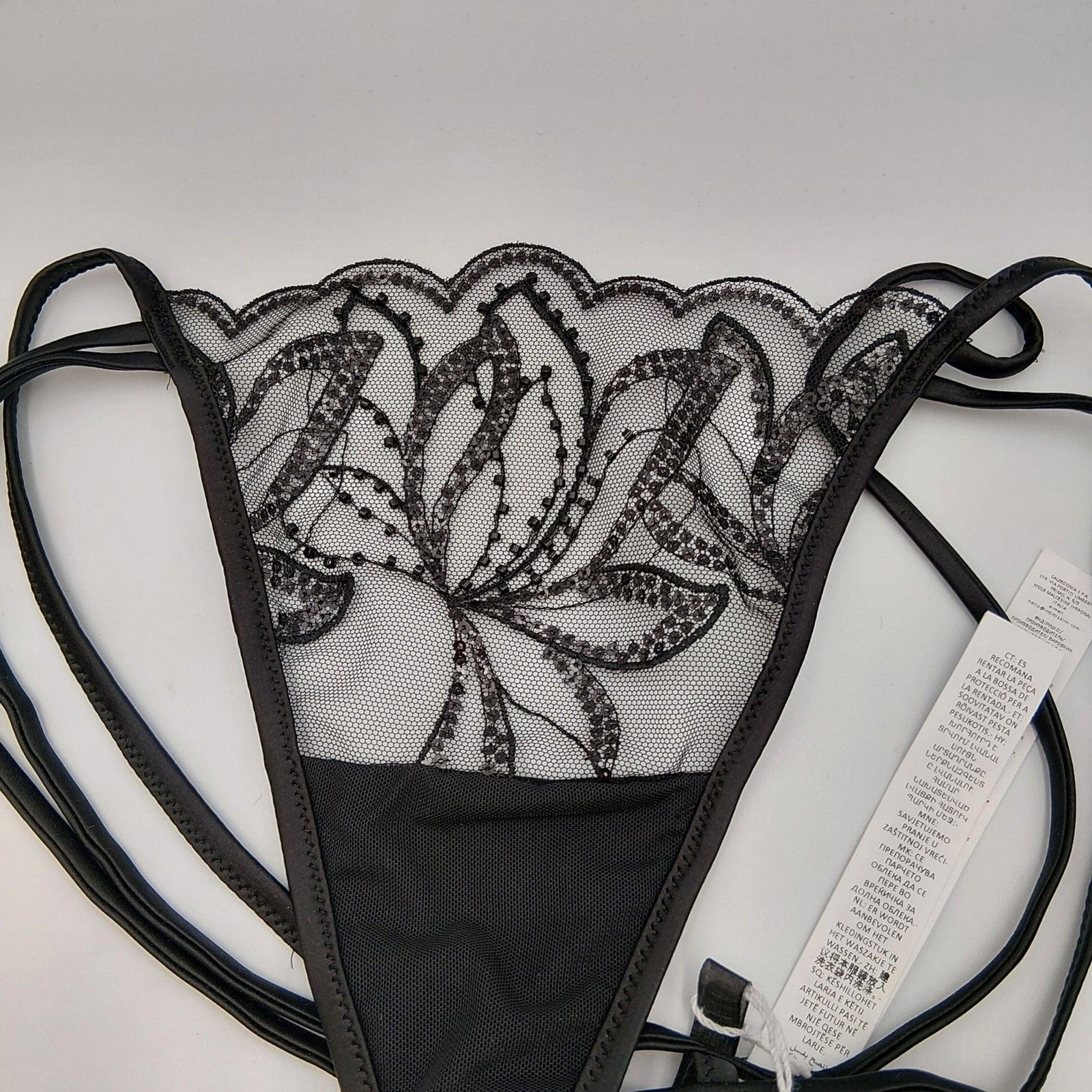 Intimissimi MEDIUM DARK MOON “La Collezione” Limited Edition Beaded Lace Thong