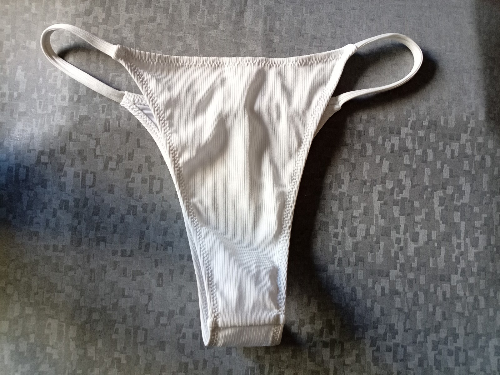 Hilinker Women’s String Ribbed Stretch Swim Bottoms Panties White Fits 28 – 32″