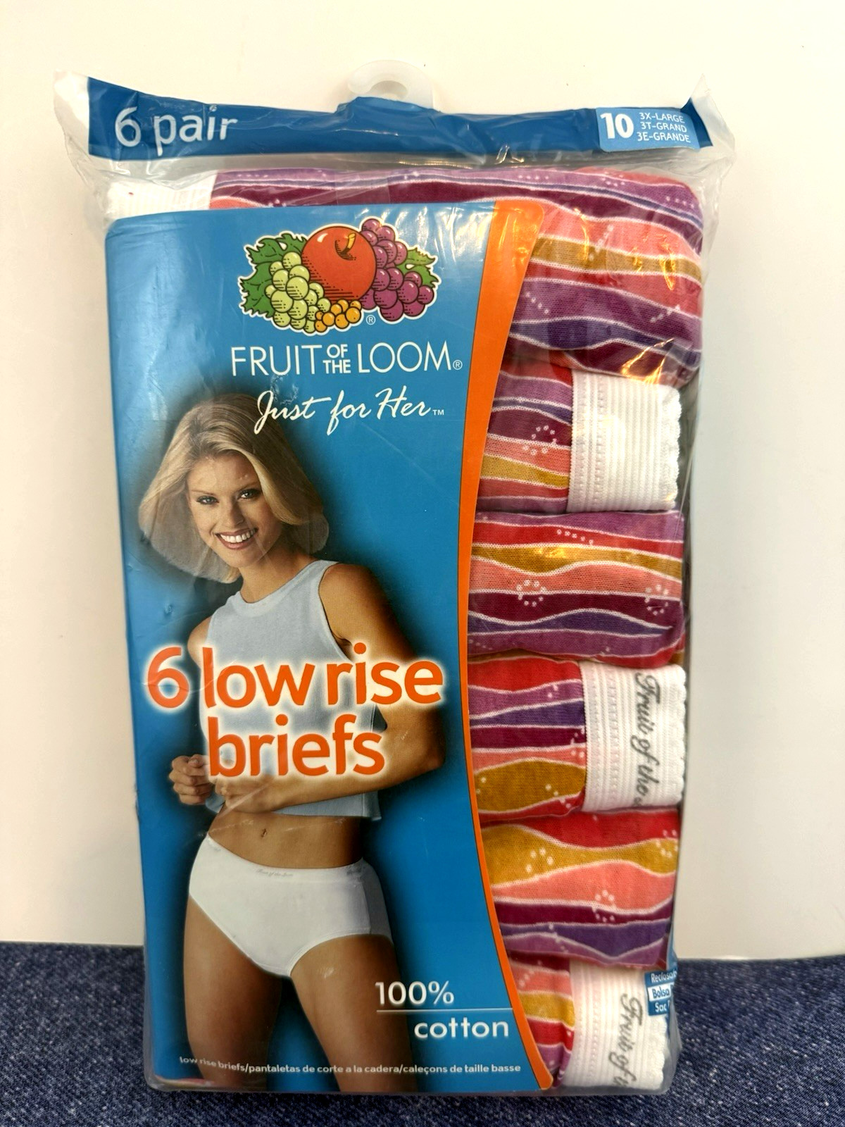 Vintage~2004~Fruit Of The Loom~Women’s Size 10~Low Rise Briefs~Package Of 6~NOS
