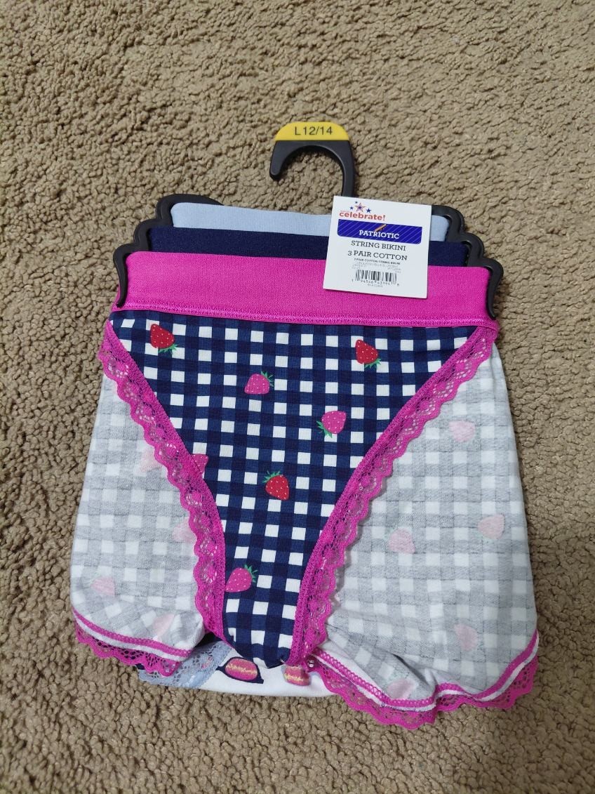 Way To Celebrate String Bikini Panties 3-Pack Cotton Size L Multicolor NWT *