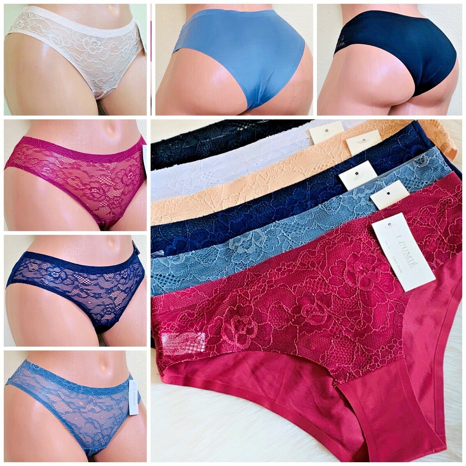6 Bikini HISPTER Laser Cut No Stitch SEXY Lace PANTIES UNDIES Gifts 7083 S-XL