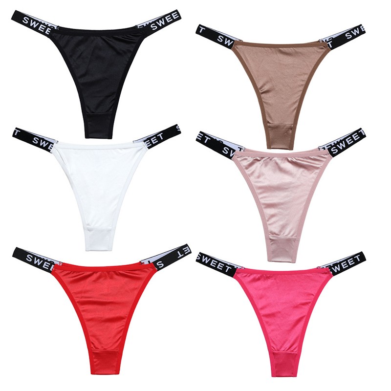 6 Pack Lot Sexy Womens Satin Panties Thongs Underwear Bikinis Lingerie Briefs