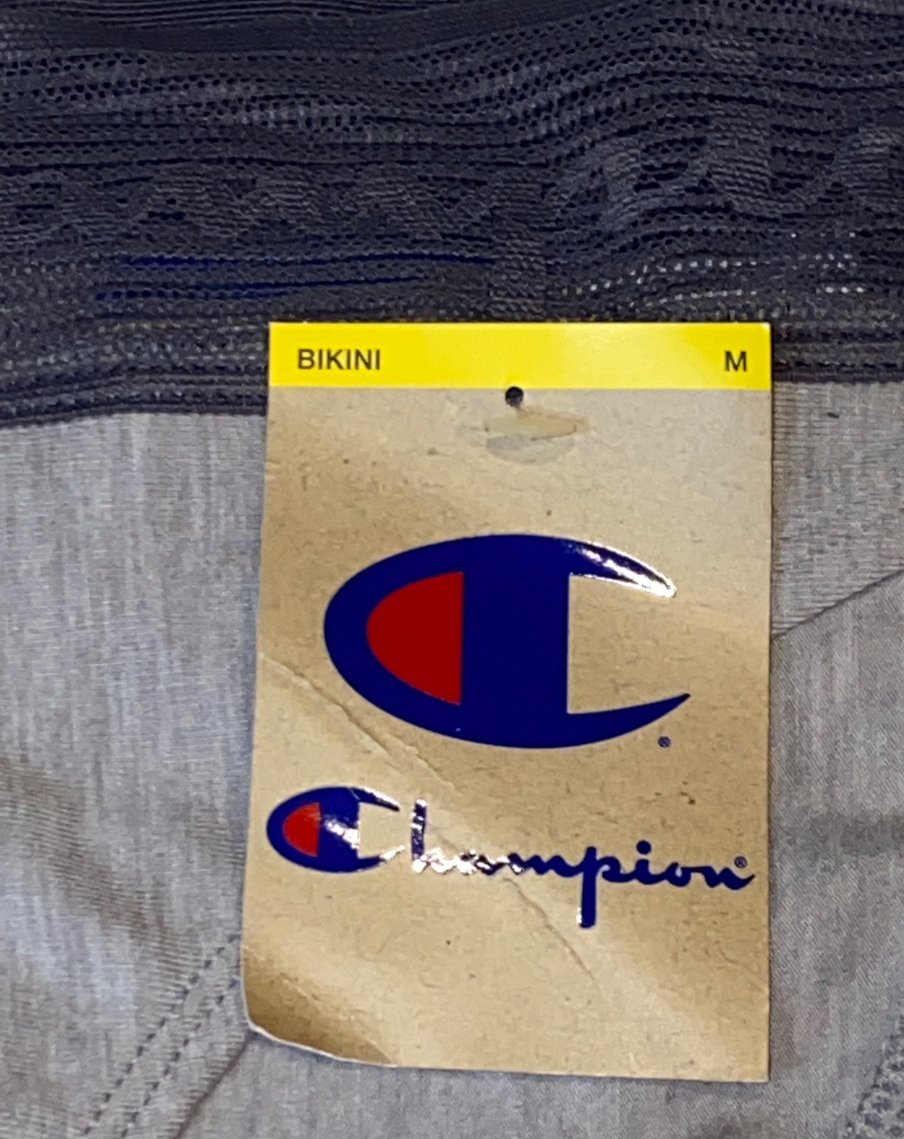 CHAMPION Wide Lace Logo Waistband Oxf Grey Heath Bikini Panty Womens S M L XL 2X