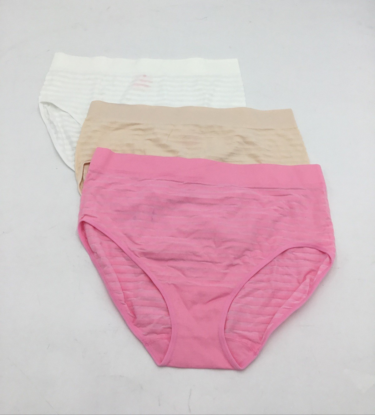 Breezies Womens 3 Pack Seamless Shadow Stripe Brief in Multi Size 2X