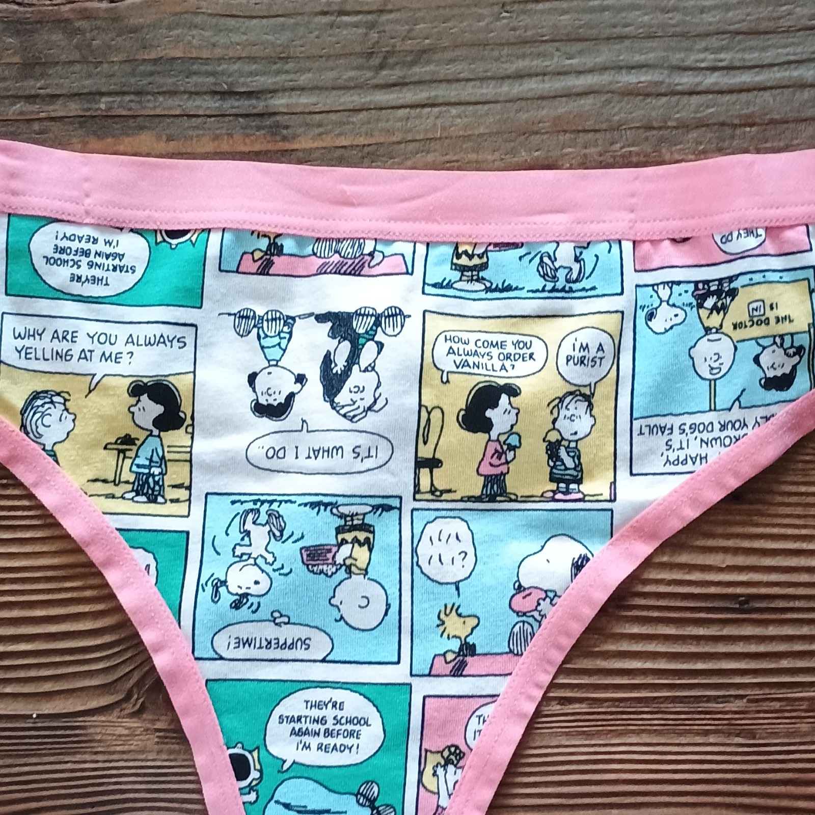 Women’s Peanuts Thong Panties Comic Print Pink Multicolor Size XL 16-18