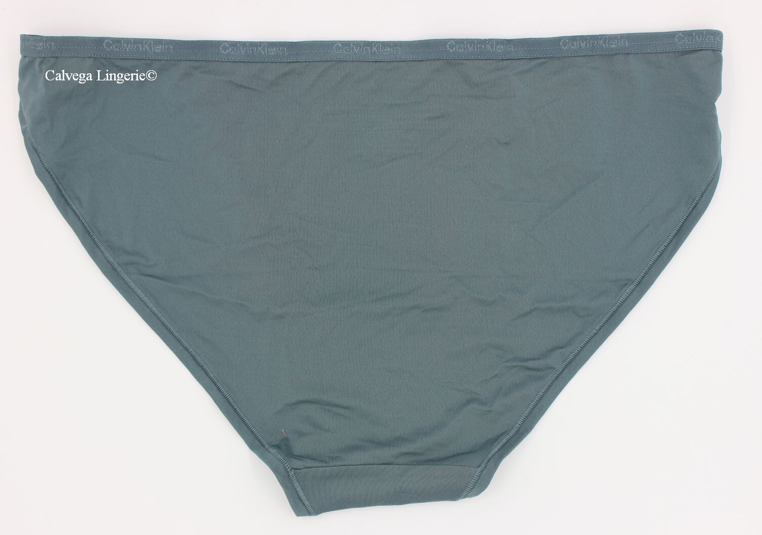 NWT Calvin Klein QD5176 “Ideal Micro” Mid-Rise Nylon Logo String Bikini, Teal