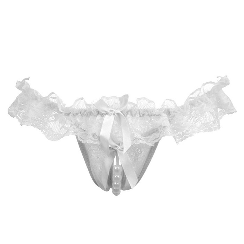 Women’s Lingerie Underwear Bowknot Beads Lace Panties Thong A12