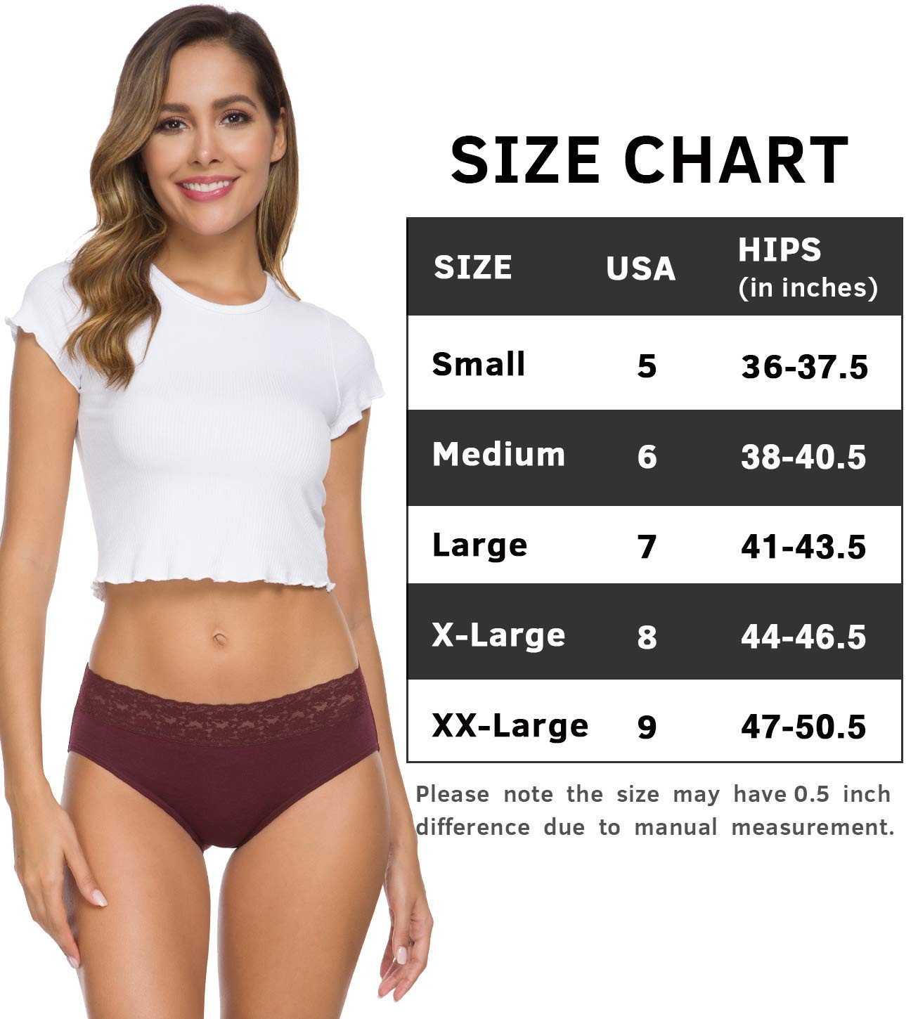 Cotton Panties for Women Bikini Underwear Hipster Underpants Lace Briefs Pack…