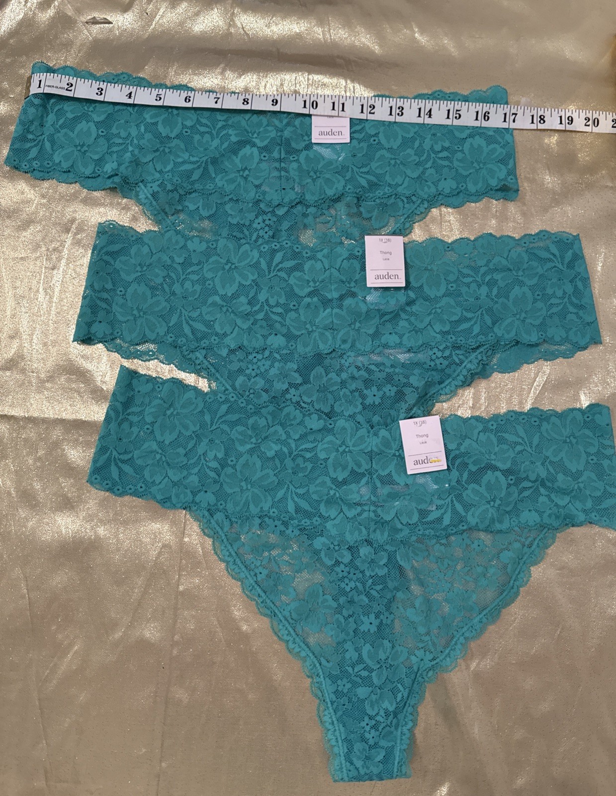 NWT 5 Pack Auden Lacy Stretchy Thong Style Panties Green Size 1X (18)