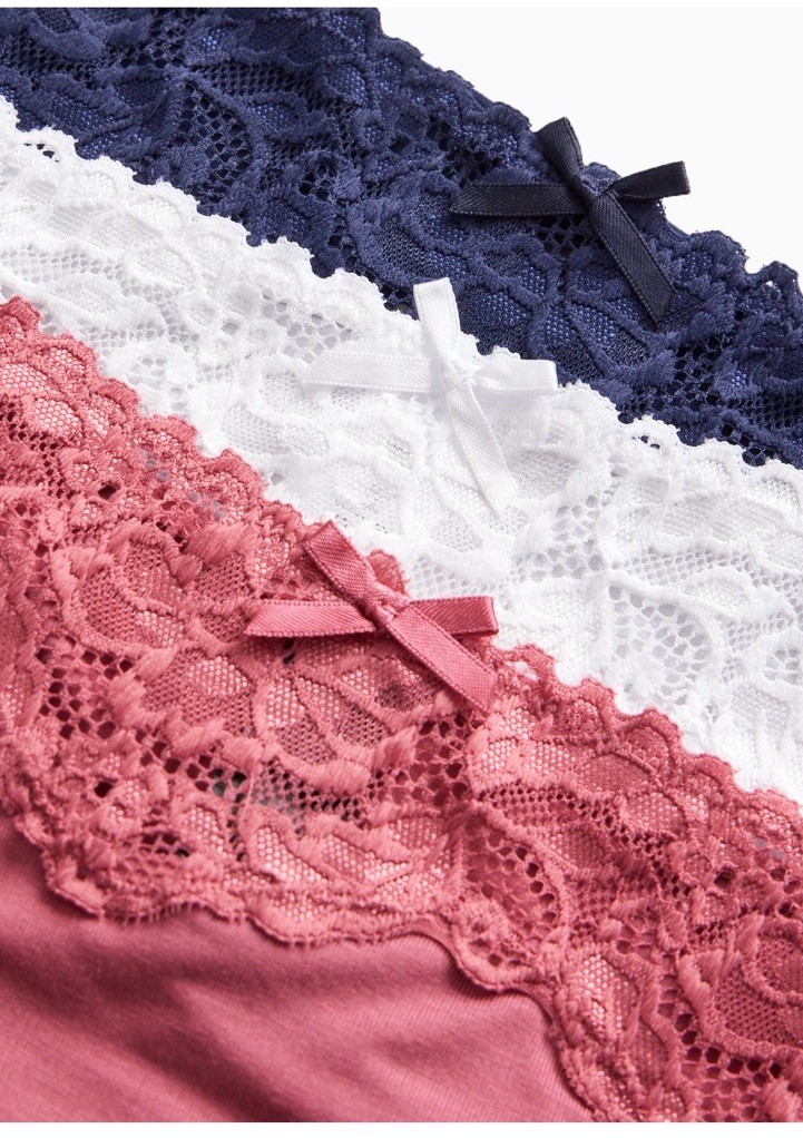 Ladies 3 Pack Multi Short Plan lace details Knickers, Elegant Lace Panties size6