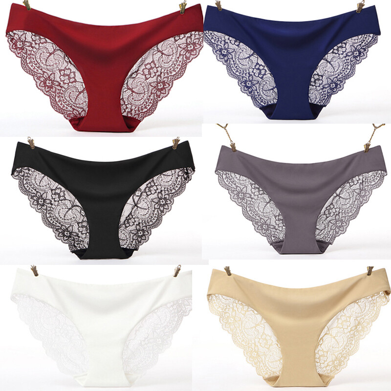6PCS/LOT Sexy Womens Sheer Lace Panties Brief Low Waist Underpants Lingerie Pack
