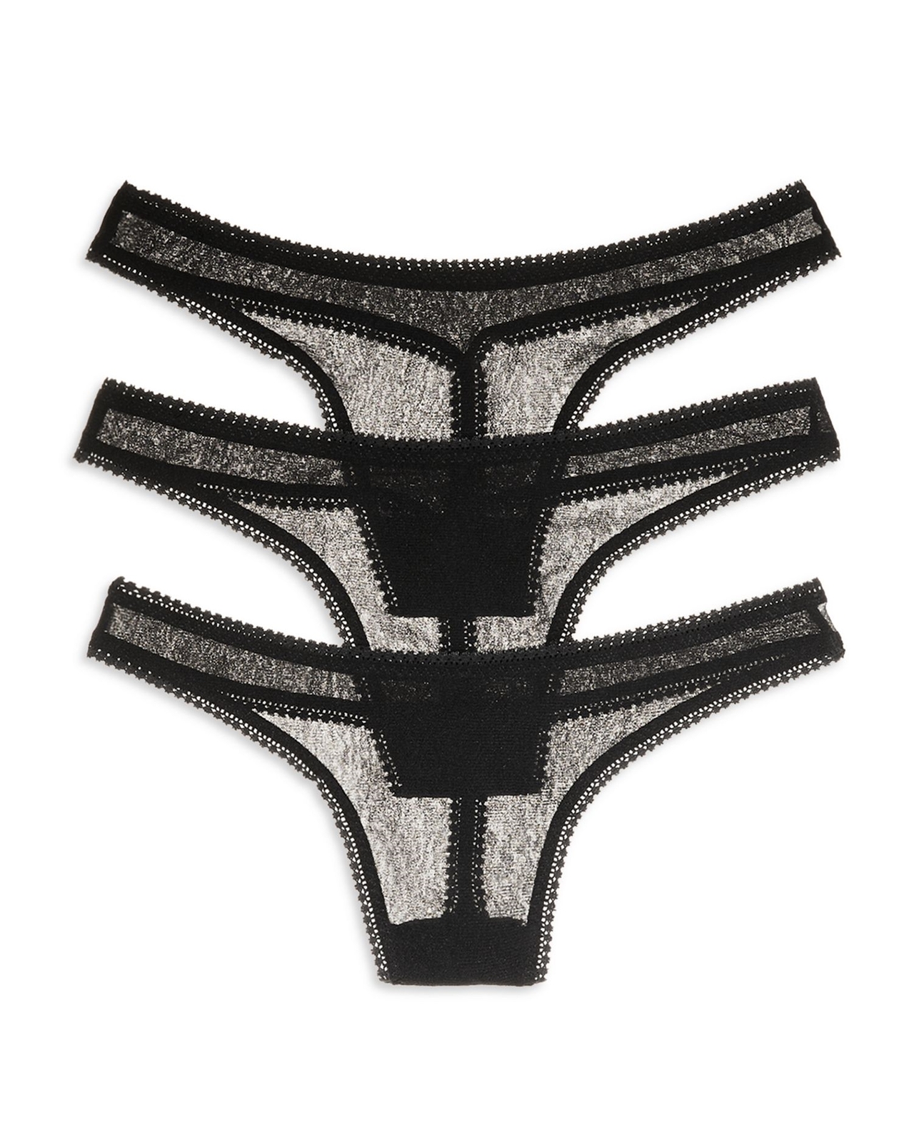 On Gossamer 267319 Women Black Hip G Thongs, Set of 4 Underwear Size M/L