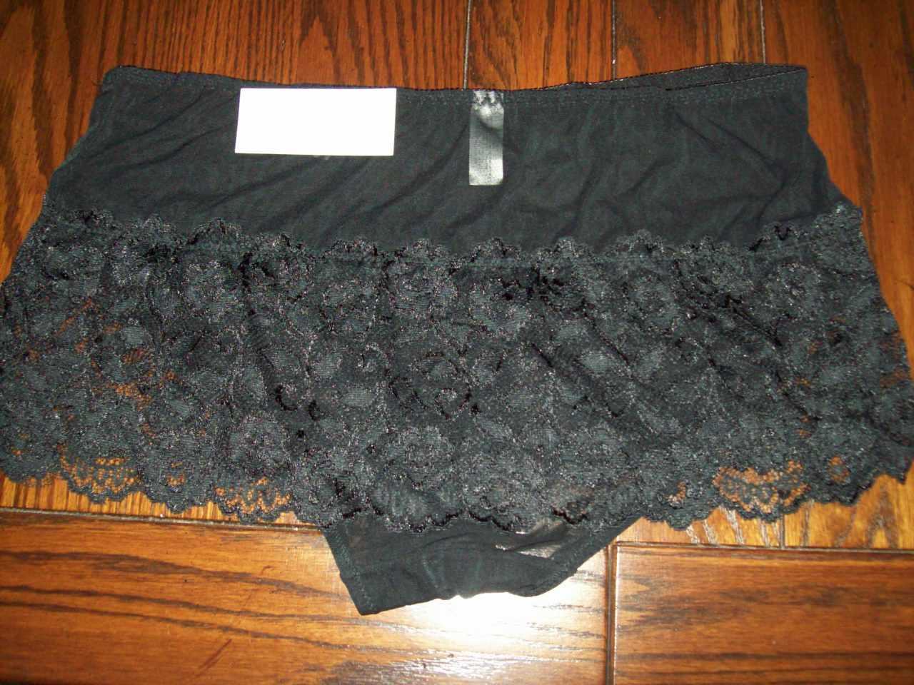 NWT CABERNET NYLON SPANDEX LACE FLIRT SKIRT PANTIES PANTY 4264 BLACK S M XL