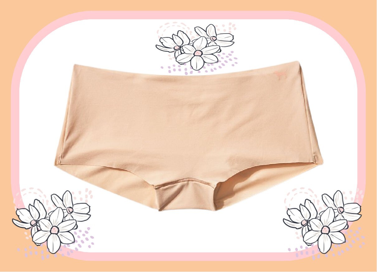 M NOSHOW Soft Buff Beige Stretch Victorias Secret PINK Boyshort Brief Pantie