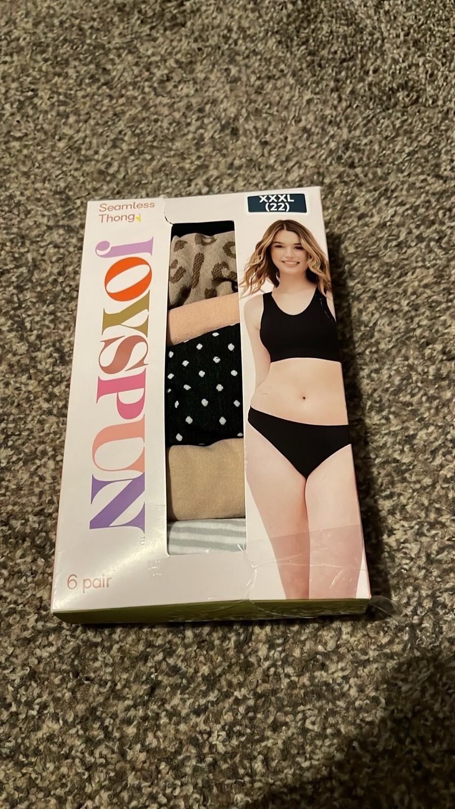 Joyspun Women’s Seamless Thong Panties, 6-Pack, Sizes XXXL(22) multi color