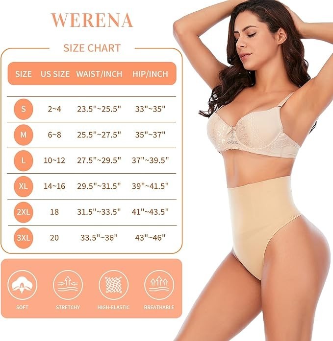 Werena Tummy Control Thong Shapewear Seamless Shaping Panty Body Shaper 2 Pk XL