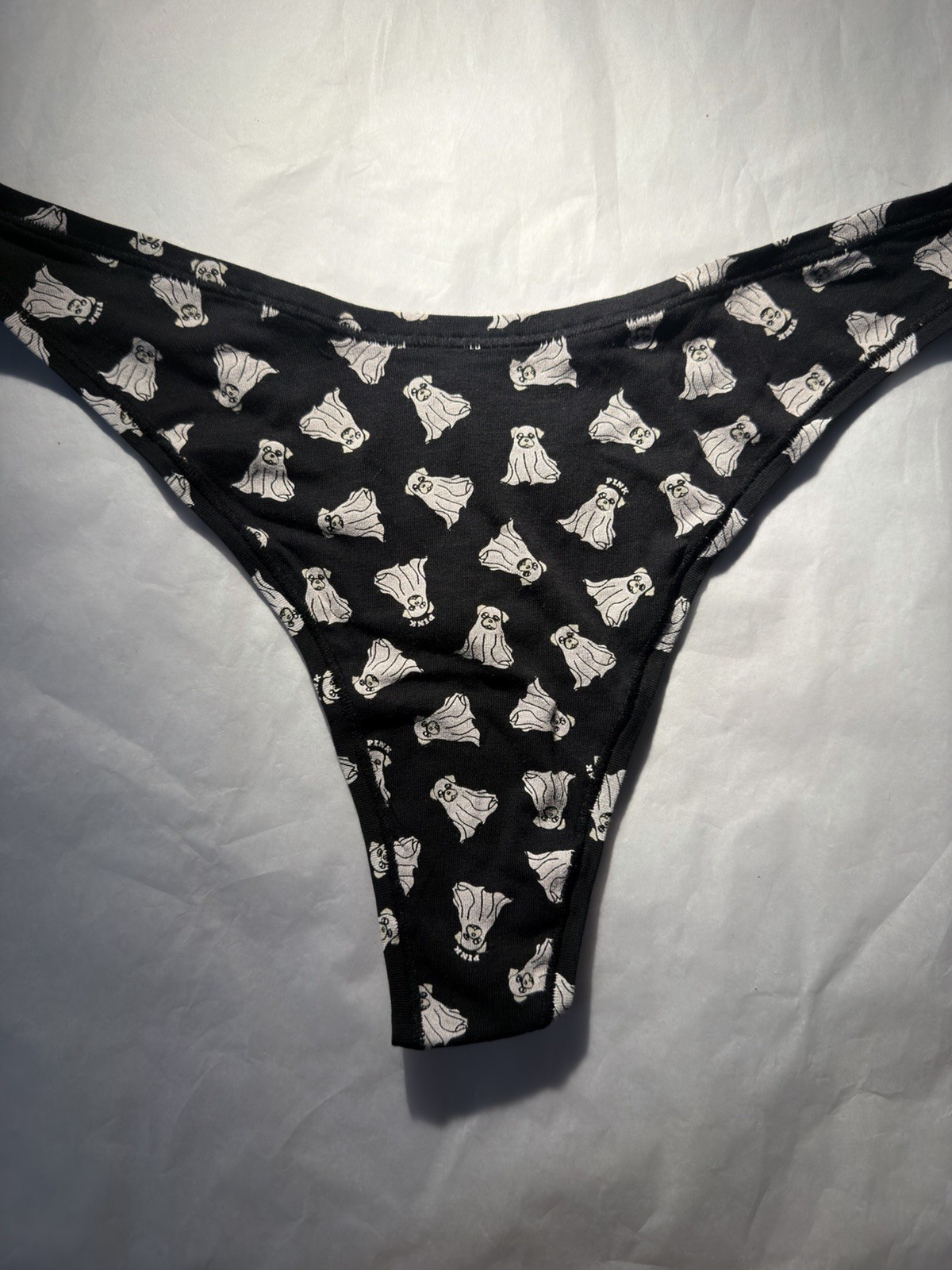 Victoria’s Secret PINK Ghost Dog Halloween Thong Large NWT HTF Rare