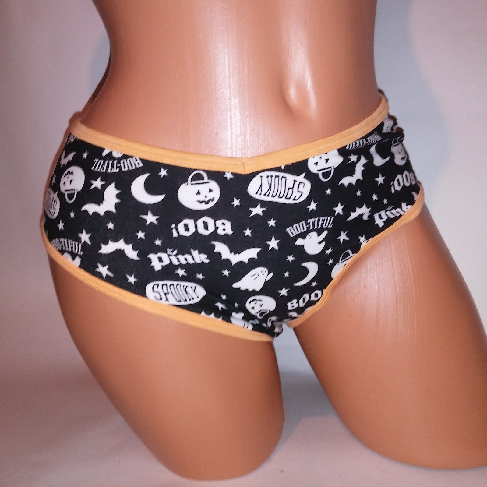 Victoria Secret PINK Panty Cheekster Black Orange White Halloween Ghost Pumpkin