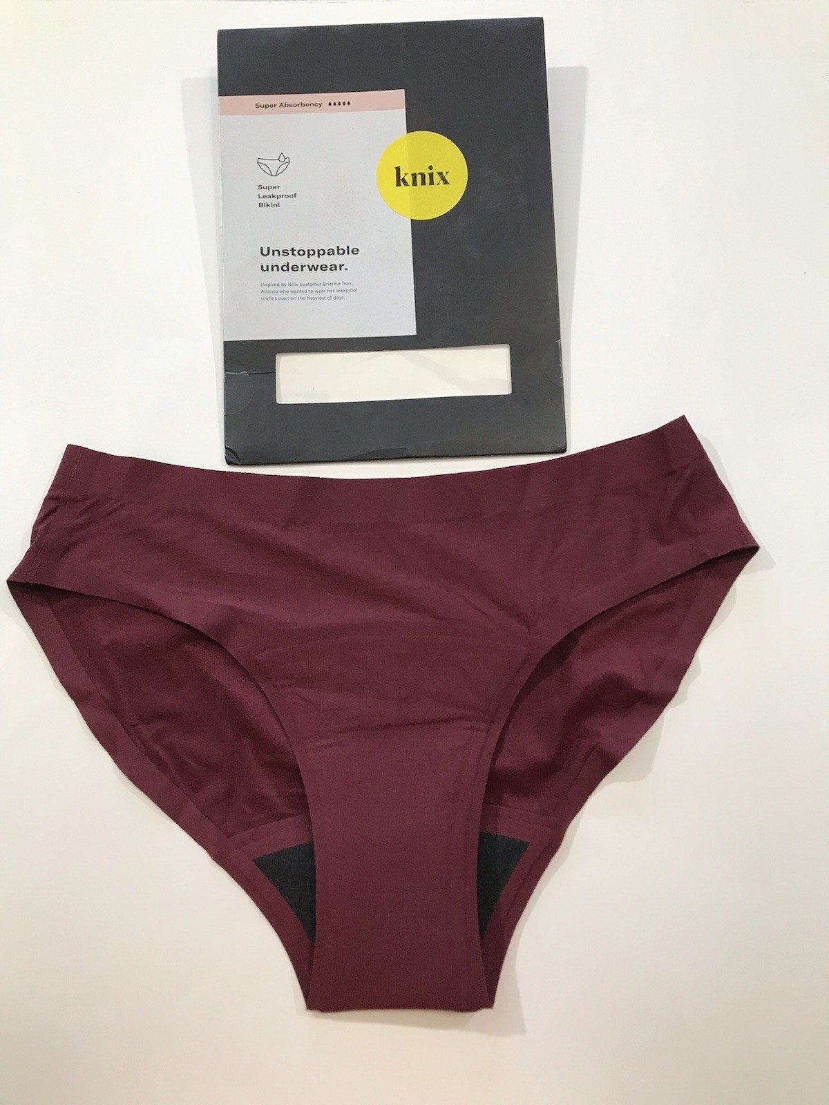 Knix Women’s Super Absorbency Leakproof Bikini Panties Sz XS Dark Cherry