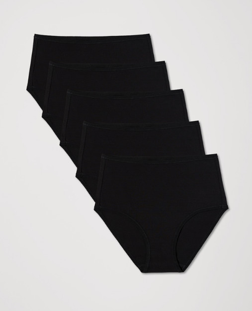 NEW PACT Organic Everyday High Rise Brief 5-Pack, Black (NWT)